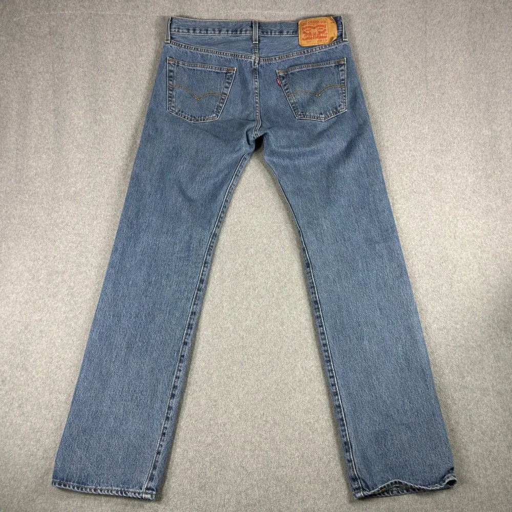 Levis 501 Mens Jeans Tag 34x34 Fits 36x34 Blue Denim Button Fly Straight Cotton